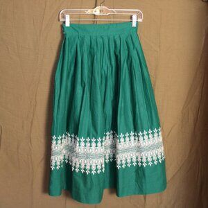 Vintage Deep Teal Green Circle Skirt Juniors XS